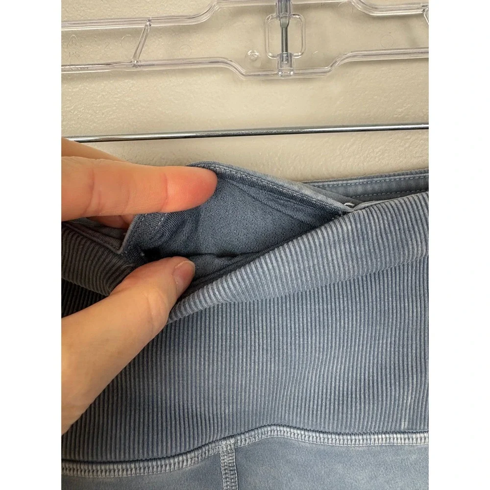 Lululemon Wunder Under Crop Ribbed Leggings‎ Size 10 Washed Blue Moon 23